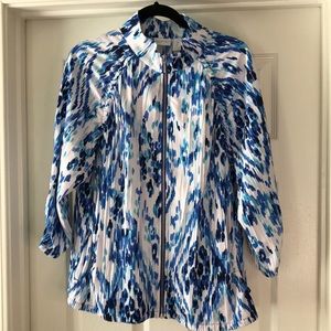 Chico's Zenergy Jacket - Blue/White/Turq Size 2 -L